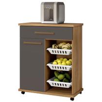 Fruteira Goiânia 1 Porta 1 Gaveta Cinamomo Grafite Arte Móveis