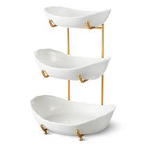 Fruteira HOMKULA de cerâmica de 3 camadas com suporte de metal para cozinha Fruteira HOMKULA de cerâmica de 3 camadas com suporte de metal para cozinha