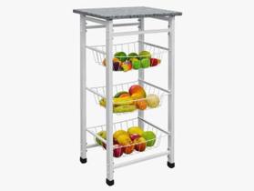 Fruteira Max Fort Aço Chão Cozinha Branco Tampo Granito