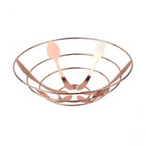 Fruteira Mesa Aramada Metalizada Inoxidável Rose Gold 28cm
