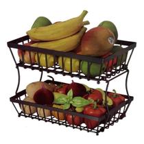 Fruteira Metálica 2 Andares para Frutas e Legumes em Metal Preto Top Rio Comercial