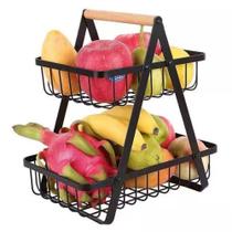 Fruteira Metálica Multiuso 2 Andares com Alça Fruteira Metálica Multiuso 2 Andares com Alça