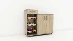 Fruteira Multiuso cor Canela 03 Bandejas 02 Portas e 01 Gaveta