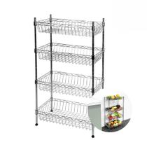 Fruteira Multiuso em Aço Cromado com 4 Cestos de Altura Ajustável Fruteira Multiuso em Aço Cromado com 4 Cestos de Altura Ajustável