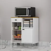 Fruteira Multiuso Nature 1 Porta 1 Gaveta Suporte Microondas Branco/cinamomo