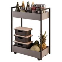 Fruteira Multiuso para Cozinha com Rodinhas Cinza Grafite Lara