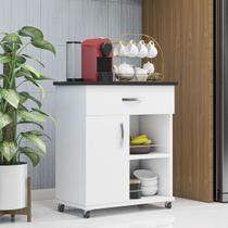 Fruteira Multiuso Suporte Microondas Cozinha 1 Porta 1 Gaveta Com Rodinhas