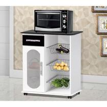 Fruteira NOBRE com vidro BRANCO/MARMORE PRETO