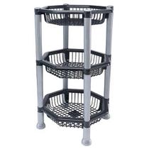 Fruteira Oitavada Prateleira Modular 3 Andares Cesto Preto
