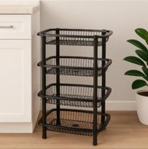 Fruteira Organizador Multiuso 4 Andares Com Rodinhas Preta Fruteira Organizador Multiuso 4 Andares Com Rodinhas Preta