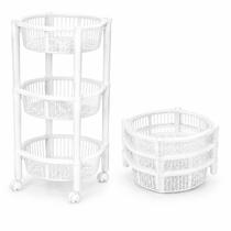 Fruteira Organizadora 3 Andares Eco Flow Branca Com Rodízios Fruteira Organizadora 3 Andares Eco Flow Branca Com Rodízios