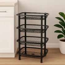 Fruteira Organizadora 4 Prateleiras Retangulares Com Rodinhas