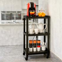 Fruteira Organizadora E Multiuso Com 3 Andares E Rodas Fabricado em Aço Inox Preto Fruteira Organizadora E Multiuso Com 3 Andares E Rodas Fabricado em Aço Inox Preto