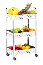 Fruteira organizadora multiuso em Aço inox 3 andares c/ rodinhas - MAK INOX