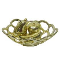 Fruteira Ouro Dourada Kit Banana Maça Pera Decoracao Ceramica