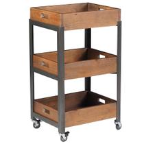 Fruteira Para Cozinha Multiuso com Rodízio Morélia Grafite Madeira Maciça Rustic Brown G54 - Gran Belo