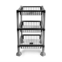 Fruteira Plástica Quadrado Cozinha 3 Andares Silver Black MB - MB Plásticos Fruteira Plástica Quadrado Cozinha 3 Andares Silver Black MB - MB Plásticos