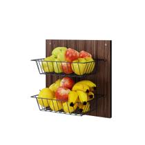 Fruteira porta legumes parede cozinha exclusivo balcão fruta 45x45 cesto de ferro Laga Decor - Super Compra
