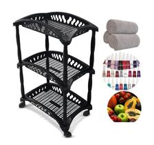 Fruteira Prateleira Vertical 3 Andares Organizador Preta