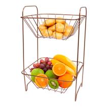 Fruteira Quadrada Dupla para Chão na Cobre Fruteira Quadrada Dupla para Chão na Cobre