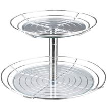 Fruteira Redonda de Mesa Aramada Dupla de Bancada 2 Andares Grande Com Vidro Masutti