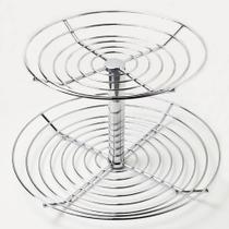 Fruteira Redonda de Mesa Aramada Dupla de Bancada 2 Andares Grande Com Vidro Masutti