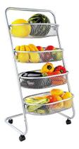 Fruteira Space 4 Cestos Com Rodinhas Cozinha Aço Inox Euro