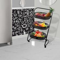 Fruteira Superútil com 3 Cestos Redondos Compacta, Prática e Funcional