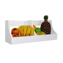 Fruteira Suspensa de Parede Prateleira Porta Legumes Cozinha em Madeira Branco Laca - Formalivre