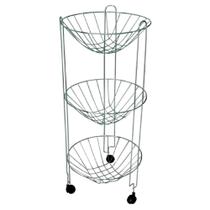 Fruteira Tripla Redonda 3 Andares Arame Galvanizado com Rodas Aramefer Fruteira Tripla Redonda 3 Andares Arame Galvanizado com Rodas Aramefer