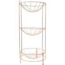 Fruteira tripla redonda rose gold arthi - Babilonia