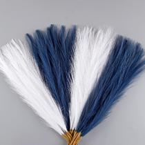 Frutos decorativos de capim-dos-pampas azuis e brancos, 30 unidades de 43 cm Frutos decorativos de capim-dos-pampas azuis e brancos, 30 unidades de 43 cm
