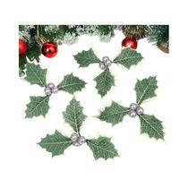 Frutos Vermelhos De Holly Com Folhas Verdes Flores Artificiais Para Decoração De Árvore De Natal E