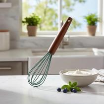 Fuê Fouet Batedor De Ovos De Silicone Cabo De Madeira Verde