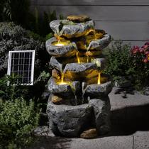 Fuente de agua Pivotify de 5 niveles con energía solar, 61 cm de alto Fuente de agua Pivotify de 5 niveles con energía solar, 61 cm de alto