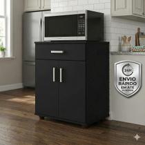 Full Armário Balcão Suporte Microondas Cozinha Mell Preto