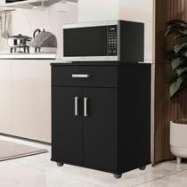 Full Armário Balcão Suporte Microondas Cozinha Mell Preto