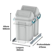 (full) Lixeira Para Cozinha Elevatta Deslizante Dupla 19 Litros 3430 Dimec