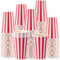 Fullhawl 100 vasos desechables de papel con franjas rojas de 355 ml