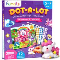 Funcils Dot Art Activity Kit de arte adesiva de unicórnio e princesa, arte e artesanato para crianças, meias, presentes de Natal para meninos e meninas de 3, 4, 5, 6 e 7 anos Brinquedos para atividades de viagem