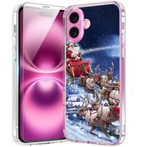 Funda Bicolor Navideña para iPhone 16 Plus con Protector de Pantalla