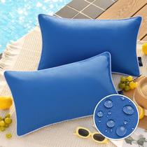 Funda de Almohada Decorativa Impermeable para Exterior 30x50 cm Azul