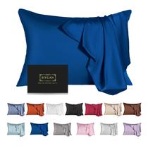 Funda de Almohada SIYUAN para Niños en Seda de Morera con Cierre Oculto Color Azul Gem