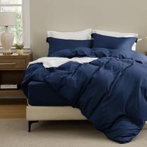 Funda de Edredón con Sábana Ajustable King Azul de Poliéster de Bedsure