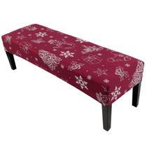 Funda elástica lavable para banco de comedor con diseño de copo de nieve, tamaño 42-54 pulgadas Funda elástica lavable para banco de comedor con diseño de copo de nieve, tamaño 42-54 pulgadas