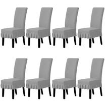Funda Elástica para Silla de Comedor Parsons Gris Claro, Juego de 8