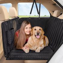 Funda para asiento trasero de coche para perros Trivlpet - Extensor de asiento trasero para perros con base rígida, soporte para 181 kg, esponja gruesa, impermeable, protector tipo hamaca para mascotas, coche, camión, SUV, negro
