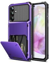 Funda para celular COOYA Galaxy A35 5G con tarjetero y tapa, color morado