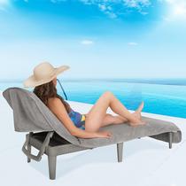 Funda para Chaise Lounge Americana de Lino Suave 218x81 cm Gris de Rizo