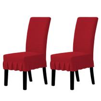 Funda para Silla de Comedor Estirable Easy-Going con Falda Roja 2 Piezas